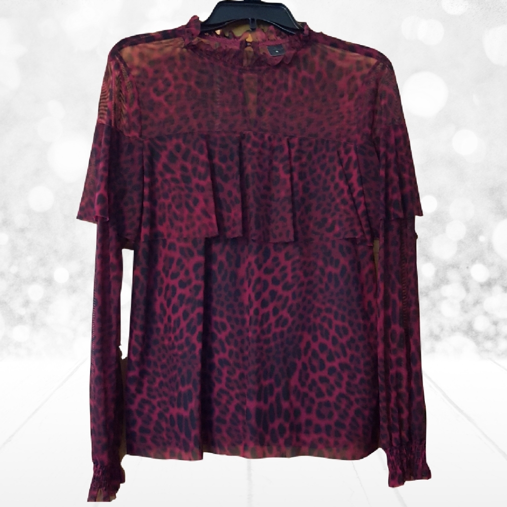 Worthington's Women's Blouse Size Medium Red Leopard Print NWOT